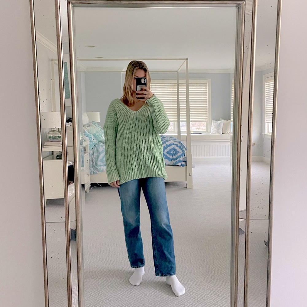 Green V-neck Sweater